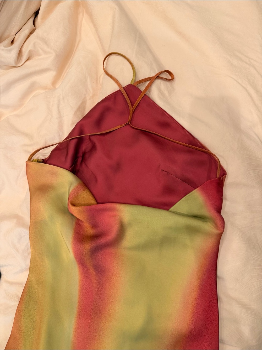 Nasty Gal Satin Floral Ombre Halter Cowl Back Maxi Dress | US 4 - Picture 6 of 7